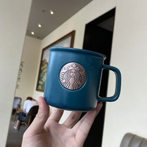 ❁♟✶New Starbucks 2020 Anniversary Celebration Blue Enamel Copper Seal Mark Ceramic Coffee Office Water Cup