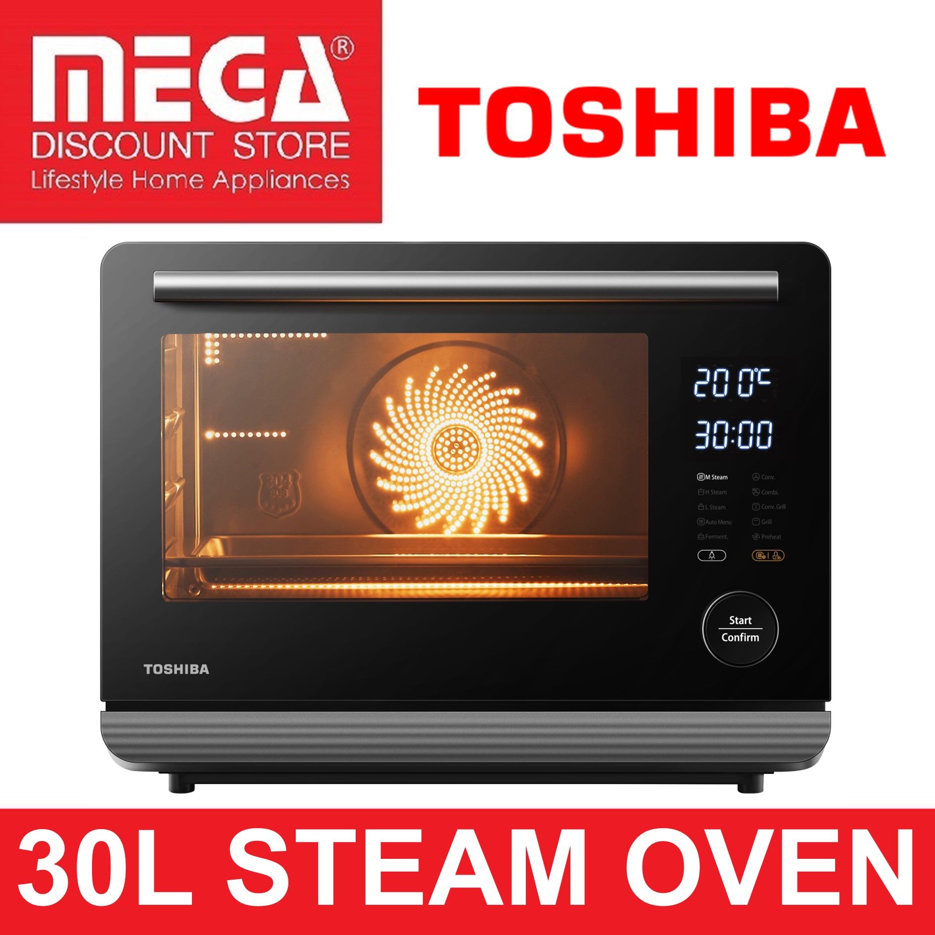 Toshiba Mint Green Multifunctional Steam Toaster Oven with Contemporary  Aesthetic, 20L, MS1TC20SF, Blue : : Home