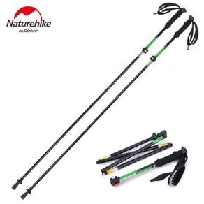 NatureHike 5 Sections Telescopic Alpenstock Ultralight 7075 Aluminum Alloy Adjustable  Walking Hiking Stick Trekking Pole