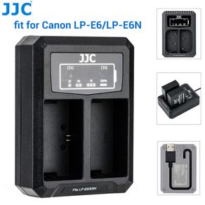 JJC Battery Charger USB Dual Slot for Canon LP-E6 LP-E6N Compatible with Canon EOS R7 R R5 R6 7D 7D Mark II 6D 6D Mark II 5DS 5DS R 5D Mark IV III II 80D 70D 60D 60Da Camera