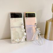 Fashion heart bear laser pendant chain PC Hard Flip Case Samsung Galaxy Z Flip 3 5G ZFlip3 Shockproof Phone Cover Casing