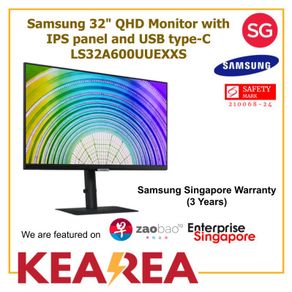 "Samsung 32"" QHD Monitor with IPS panel and USB type-C - LS32A600UUEXXS"