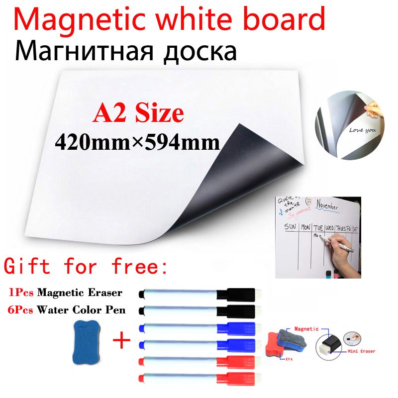 A3 Size Magnetic Whiteboard for Wall Dry Erase White Board Calendar Fridge  Magnet Stickers Message Memo Drawing Practice Writing