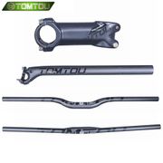 TOMTOU Black Matte Carbon Fiber Cycling Mountain Bike MTB Handlebar + Seatpost + Stem Bicycle Handlebar Sets Parts - TM923