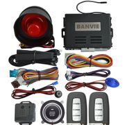 BANVIE PKE Car Security Alarm System with Remote Engine Start and Push to Engine Start Stop Button and Passive Keyless Entry