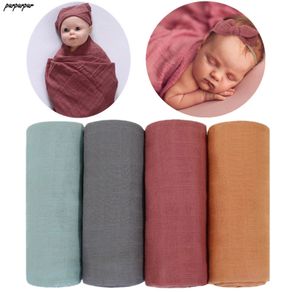 120x120cm Bamboo Blanket Swaddle Blankets Baby Muslin Swaddle Solid Plain Color Cotton Baby Blanket Newborn Infant