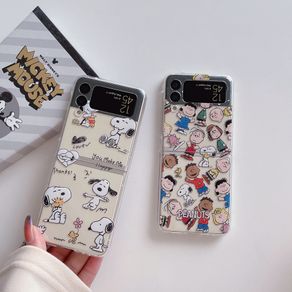 Samsung Galaxy Z Flip 3 5G cute cartoon snoopy Charlie Samsung Z Flip 4 PC Case Hard Transparent Shockproof Phone Creativity Case Cover