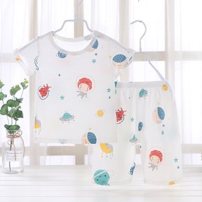 Cartoon Children's Sleepwear Kids Boys Clothes Baby Pajamas Summer Short Sleeved Set