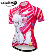 Cycling Jersey Women Short Sleeve Summer Shirt MTB Bicycle Wear Racing Tops Bike Cycling Clothing Quick Dry Breathable Pink Cat
