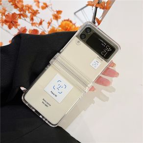 Samsung Galaxy Z Flip 4 5G Full Cover Face ID PC Hard Case Z Flip 3 Shockproof Transparent Phone Creativity New Case Cover