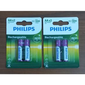 4 PIECES  PHILIPS  RECHARGEABLE AA 2600MAH NIMH BATTERY