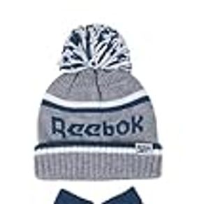 Reebok Winter Hat and Gripped Mittens - Warm Knitted Pom Beanie & Anti-Slip Gloves - Unisex Cold Weather Accessories