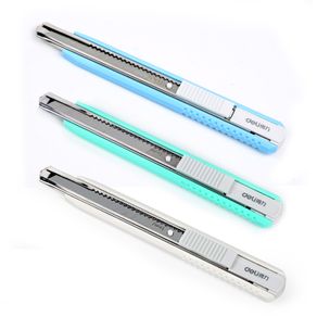Deli plastic + alloy simple Mini color art knife student art class manual knife paper knife household office knife