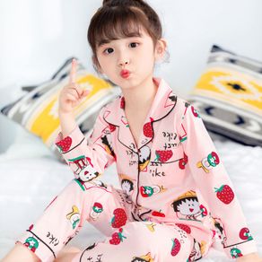 Spring and autumn children's pajamas girls pure cotton long-sleeved thin section middle-aged children 13-year-old junior high school girls home servic春秋季儿童睡衣女童纯棉长袖薄款中大童13岁初中生少女家居服套装zhuandd4.sg 8.12