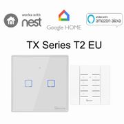Sonoff T2 EU 2 Gang WiFi Wall Light Switch RF/APP/Touch Timer Panel IOS Android Remote ON/OFF Smart Home AutomationVoice Control