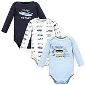 Hudson Baby Unisex Baby Cotton Long-Sleeve Bodysuits, Vehicles, 0-3 Months, Vehicles, 0-3 Months