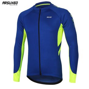 ARSUXEO Men's Full Zipper Cycling Jersey Bicycle Bike Shirt Long Sleeves MTB Mountain bike Jerseys Clothing Wear