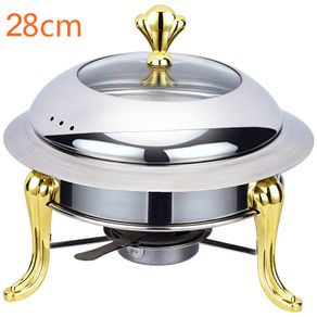 stainless steel hotpot set mini pot holder tempered glass lid 30cm gold silver Chafing Dish Buffet pan Food Tray Warmer