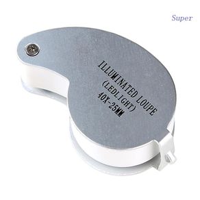 Foldable Magnifier 40X Illuminated Jewelers Loupe Loop Magnifying Glass  with LED Light for Jewelry Gem Stamp Watch Rock