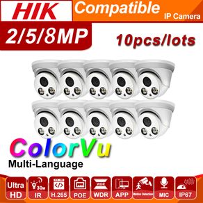 Hikvision Compatible 2MP 5MP 10PCS/lot WholeSale ColorVu POE IP Camera Security IR 30m  H.265 Plug&play with Hikvision NVR