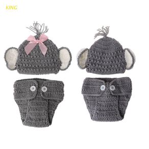 KING Newborn Baby Elephant Knit Crochet Hat Costume Photo Photography Prop Outfits
