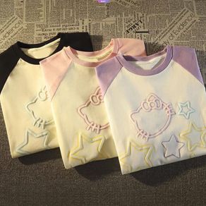 Hello Kitty Graphics Pink Oversized T Shirt Y2k Women Korean