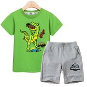 Cartoon 2-Piece Set Baby Boy Dinosaur Clothes Children Short-Sleeved T-Shirt Shorts Summer Suit