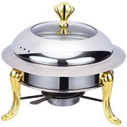 stainless steel hotpot set mini hotpot pot holder tempered glass lid 30cm gold silver Chafing Dish Buffet pan Food Tray Warmer