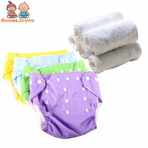 4 Diapers+10pc 3layers Inserts Baby Adjustable Washable Cloth Nappy Snap Waterproof