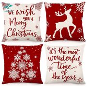Christmas Pillow Covers 18x18 Set of 4 Christmas Decorations Farmhouse Throw Pillowcase Cushion Case for Home Decor