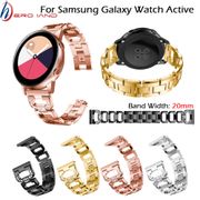 Rhinestone Diamond Stainless Steel Watchband 20mm for Samsung Galaxy Watch 42mm Active 2 Gear S2 Classic Jewelry Band Link Strap