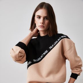 Camel Color Block Printed Knitted Sweatshirt