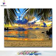 DIY Coloring paint by numbers Seaside scenery paintings by numbers with kits 40x50 framed