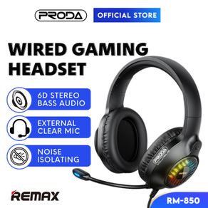REMAX Headphone Gaming Headphone With Mic RM-850 Gaming Headset With Mic Wired Headphone Over Ear Headphones RGB Headset
