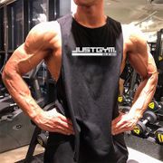 Mens Running Vest Bodybuilding Singlets Cotton Tank top Gym Fitness Vest Sleeveless Shirt Summer Plain Casual Workout Clothing