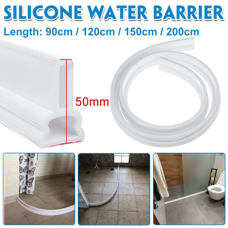 120CM Bathroom Kitchen Water Stopper Flood Barrier Rubber Dam Silicone Water  Blocker Water Barrier Floor Partition Strips Dropshiping