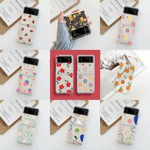 Casing Samsung Galaxy Z Flip 4/3/2/1 Case Fashion Luxury Flowers Clear PC Hard Transparency Shockproof Phone Cover