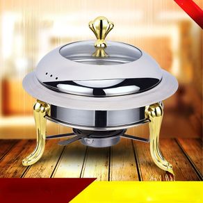 stainless steel hotpot set mini pot holder tempered glass lid 30cm gold silver Chafing Dish Buffet pan Food Tray Warmer