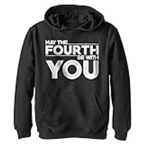 STAR WARS Kids May The Fourth Be with You Youth Pullover Hoodie, Black, Medium