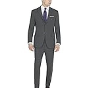 DKNY Men's Modern Fit High Performance Suit Separates, Charcoal Solid, 56