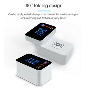 QI Wireless Charger Quick Charge 3.0 Smart USB Type C Charger Station Led Display Fast Charging Power Adapter Desktop Charger