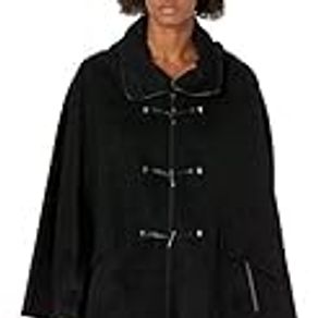 Calvin Klein Womens Toggle Front Wool Cape, BLK, L/X