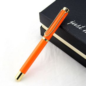 DIKA WEN Classic Orange and Golden Fountain Pen with 0.5mm Iridium Nib The Best Business Gift Pen Metal Ink Pens