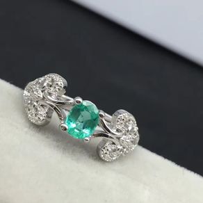 Natural emerald ring Free shipping 925 sterling silver Fine jewelry