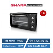 SHARP 25Litre Oven Toaster EO-257C-BK | 1500W ( Top - 800W , Bottom - 700W) | Includes Grill Rack , Baking Tray, Crumb Tray
