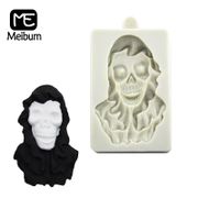 Meibum Halloween Silicone Fondant Cake Mold Skeleton Ghosts Pattern Chocolate Candy Sugar Craft Resin Plaster Decorating Mould