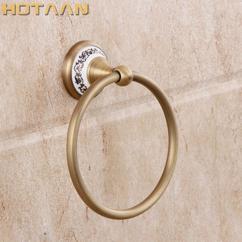 Solid Aluminium Wall-Mounted Round Antique Brass Color Towel Ring