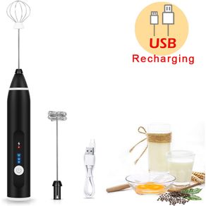 Rechargeable Milk Frother Handheld Electric Foam Maker with Whisk 3 Speed for Bulletproof Coffee