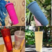 ins style Limited Starbucks Tumbler Reusable Straw Cup Frosted Durian Series Diamond Studded Cup Starbucks cup-cynt