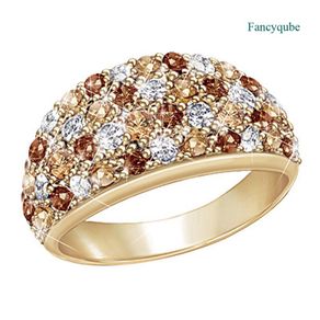 Fancyqube Vintage Wedding Rings For Women Gold Color Crystal Fashion Boho Jewelry Love Gift